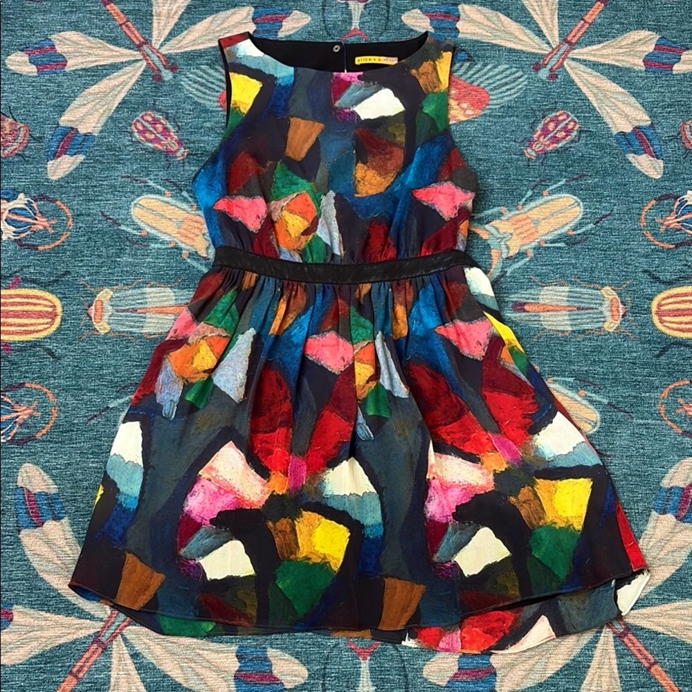 Gorgeous Alice + Olivia 100% silk Abstract Dress 4